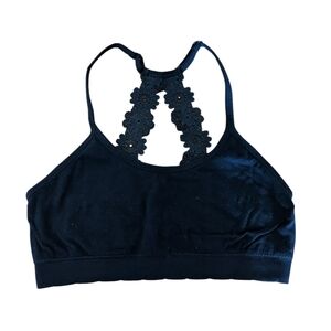 Laura Ashley Bra Size Large Navy Blue Floral Lace Back Women's Bralete